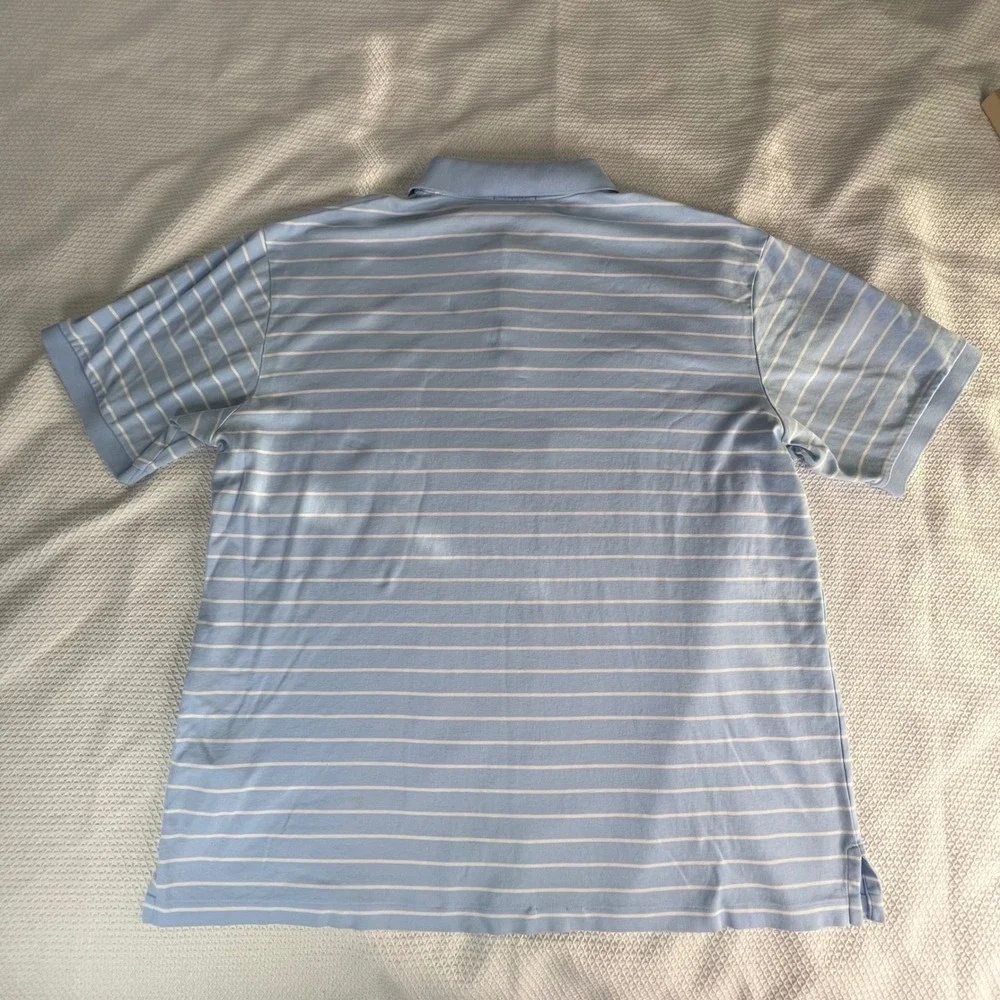 Polo Ralph Lauren Shirt Mens 2XLT Blue White Stripe ShortSleeve Embroidered Pony